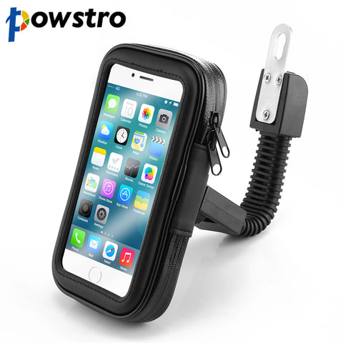 Powstro Universal Waterproof Motorcycle Bike Scooter Mobile Phone Holder Bag Case for iPhone 8 7 Samsung Support 4.7-6.3 Inch