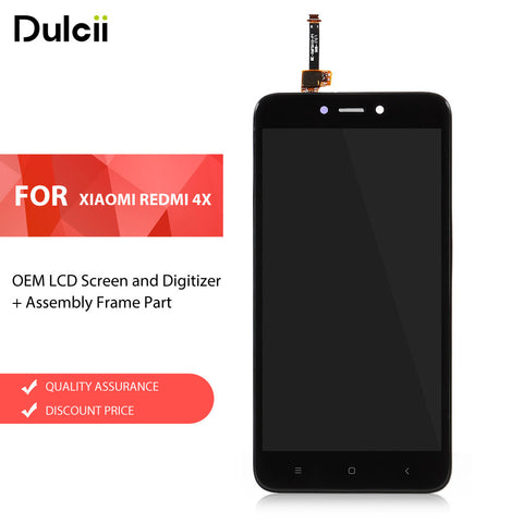 Dulcii For Xiaomi Redmi 4X OEM LCD Screen and Digitizer + Assembly Frame Part For Xiomi Redmi 4X LCD Touch Screen LCDs Black